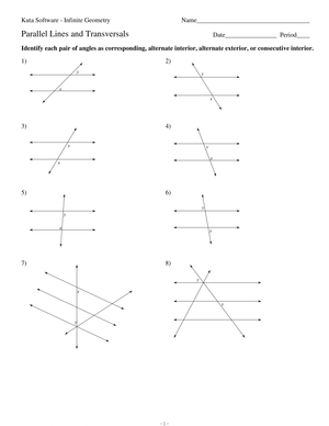 Updated Worksheet: Parallel Lines and Transversals