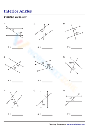 Angles in Parallel Lines 2: Geometry Worksheet Practice
