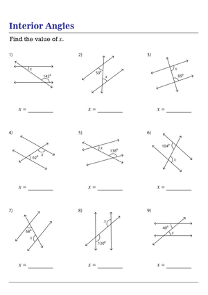 Angles in Parallel Lines 2: Geometry Worksheet Practice
