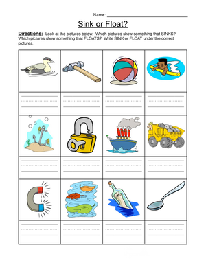 Exploring Buoyancy: A Sink or Float Worksheet