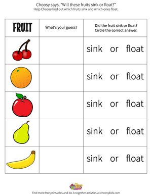 Will These Fruits Sink or Float? A Fun Science Worksheet