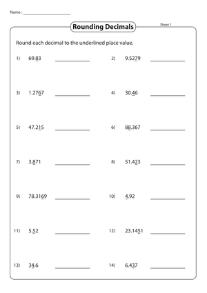 Rounding Decimals 2: Practice Math Skills Worksheet