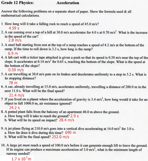 Exploring Acceleration: A Physics Practice Worksheet