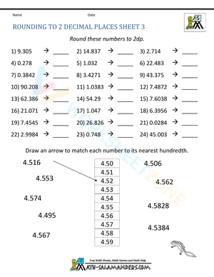 Practice Rounding to 2 Decimal Places Worksheet