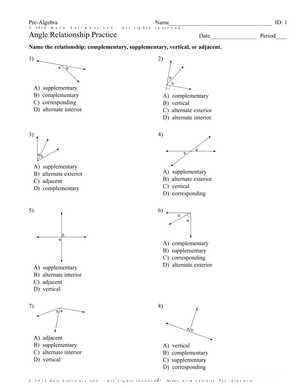 Angle Relationship Practice Worksheet
