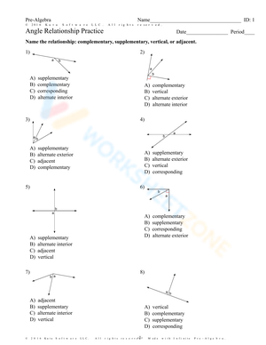 Angle Relationship Practice Worksheet