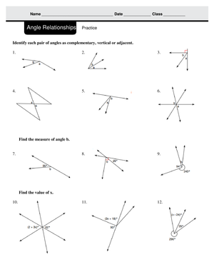 Angle Relationships Practice Worksheet 2