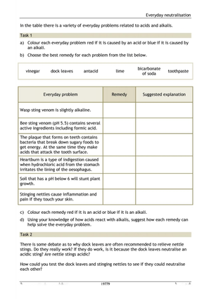 Everyday Neutralization Worksheet