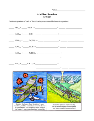 Acid-Base Reactions Worksheet
