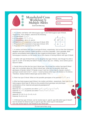 Monohybrid Cross Practice Worksheet