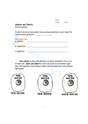 Practice Osmosis and Tonicity