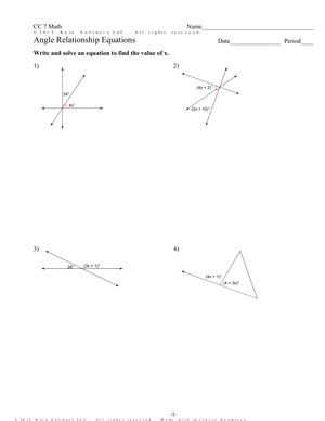 Solve Angle Relationship Equations