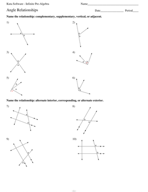Angle Relationships Practice Worksheet
