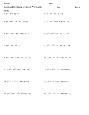 Solve with Long and Synthetic Division