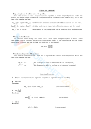 Utilizing Logarithm Properties