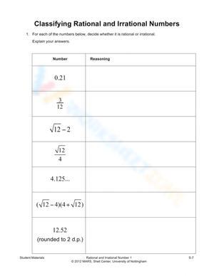 Classify Rational and Irrational Numbers