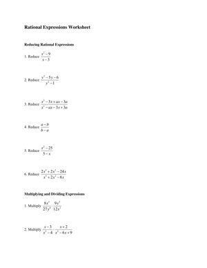 Updated Rational Expressions