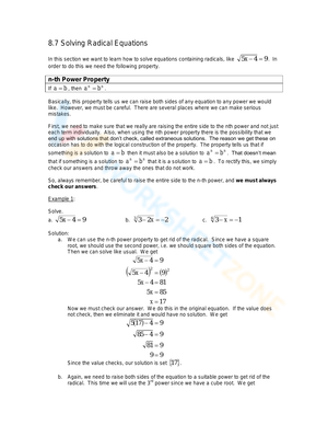 Solving Radical Equations 