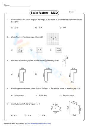 Free Collection of Scale Factor Worksheets | WorksheetZone