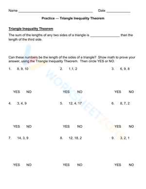 Practice Triangle Inequality Theorem