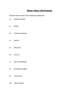 Molar Mass