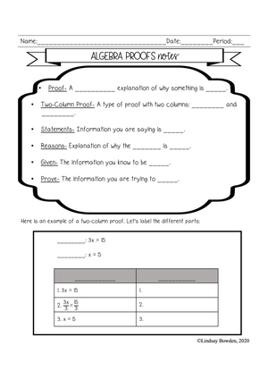 Introduction to Algebraic Proofs