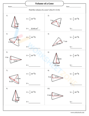Advanced Volume of a Cone Practice