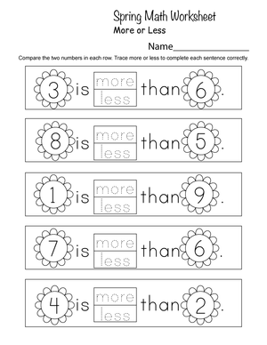 Worksheet for Spring Math Practice