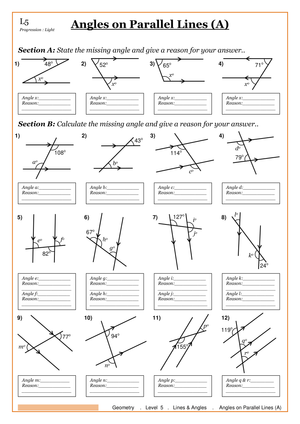 Angles on Parallel Lines Worksheet | Grade 7 Essential