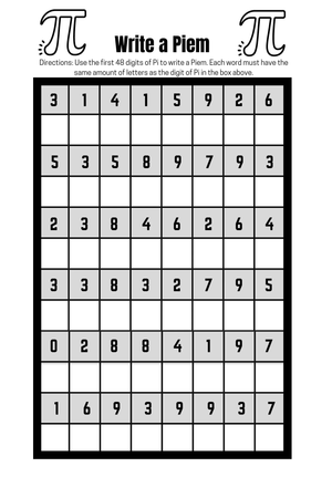 Creative Write a Piem Activity