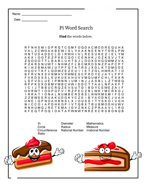Fun Pi Wordsearch Puzzle to Solve