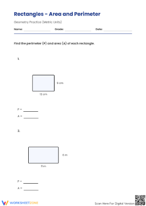 Essential Area and Perimeter Metric Worksheet | Grade 5 Math