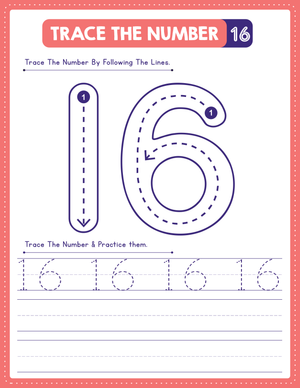 Learn with Tracing Number 16 Practice