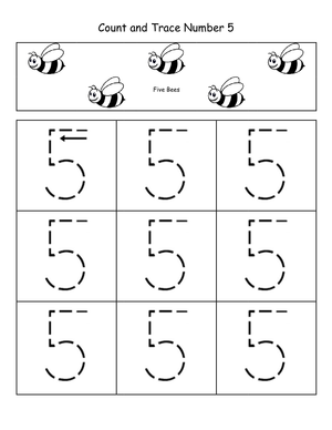 Number 5 Tracing Worksheet