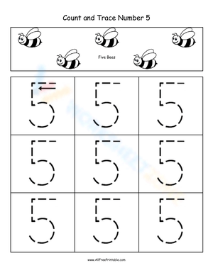 Number 5 Tracing Worksheet