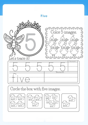 Trace Number 5: Handwriting Practice Worksheet