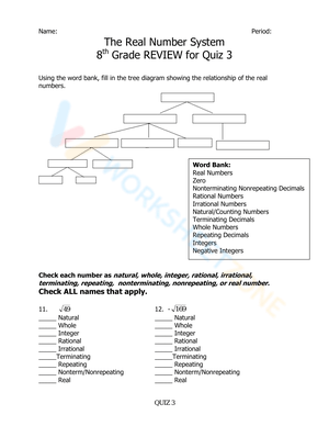 Exploring the Real Number System Worksheet