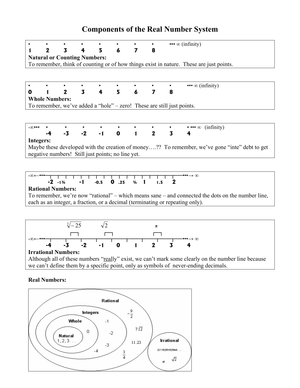 Components of the Real Number System Worksheet
