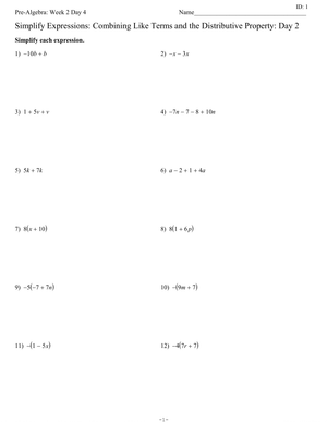 Combining Like Terms and Distributive Property