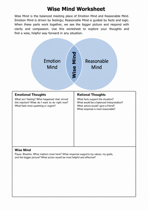 Wise Mind Worksheet: Developing Inner Wisdom