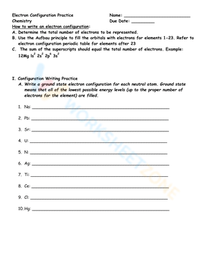 Electron Configuration Practice: Chemistry