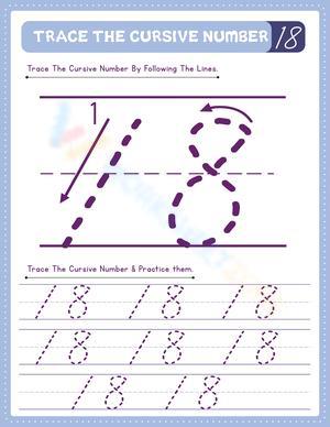 Cursive Number 18 Writing