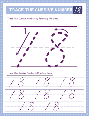 Cursive Number 18 Writing