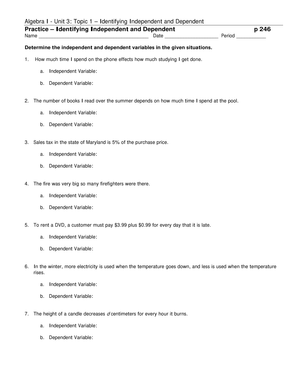 Identifying Variables: Practice with Independent and Dependent