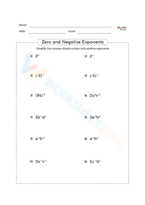 Zero and Negative Exponents: Advanced Practice