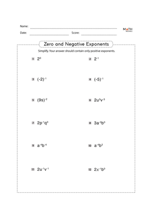 Zero and Negative Exponents: Advanced Practice