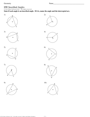 Inscribed Angles Homework