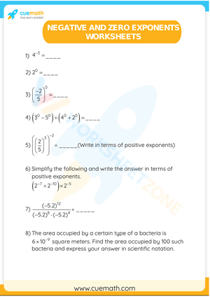 Zero and Negative Exponents: Practice Worksheet