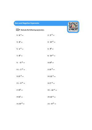 Zero and Negative Exponents
