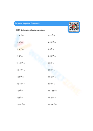 Zero and Negative Exponents